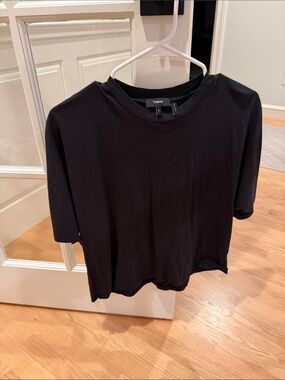 Theory Black Short-Sleeve Crewneck Tee